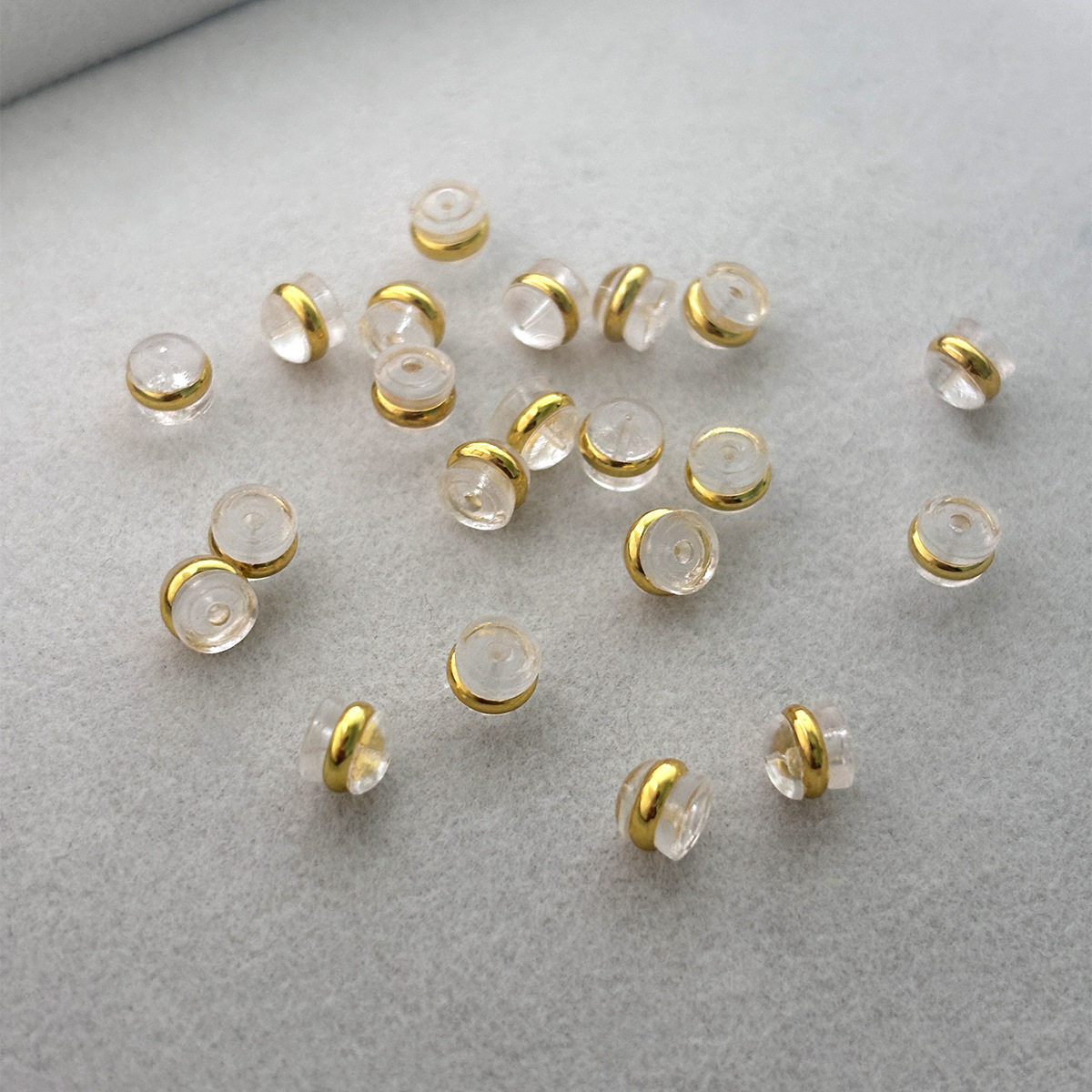 耳环硅胶铜金边面包耳堵耳饰配件立体耳帽透明防掉防滑耳钉塞