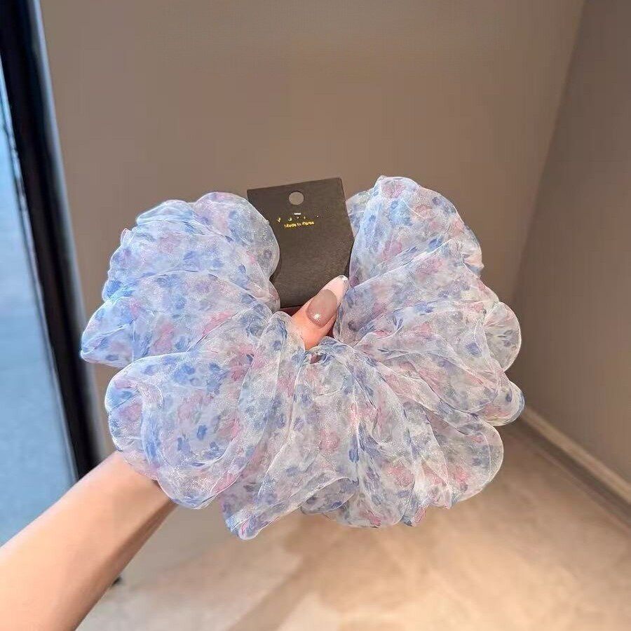 复古韩系欧根纱碎花超仙发圈