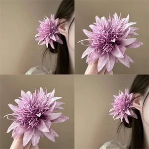 紫色花海超仙百合海葵花朵发夹