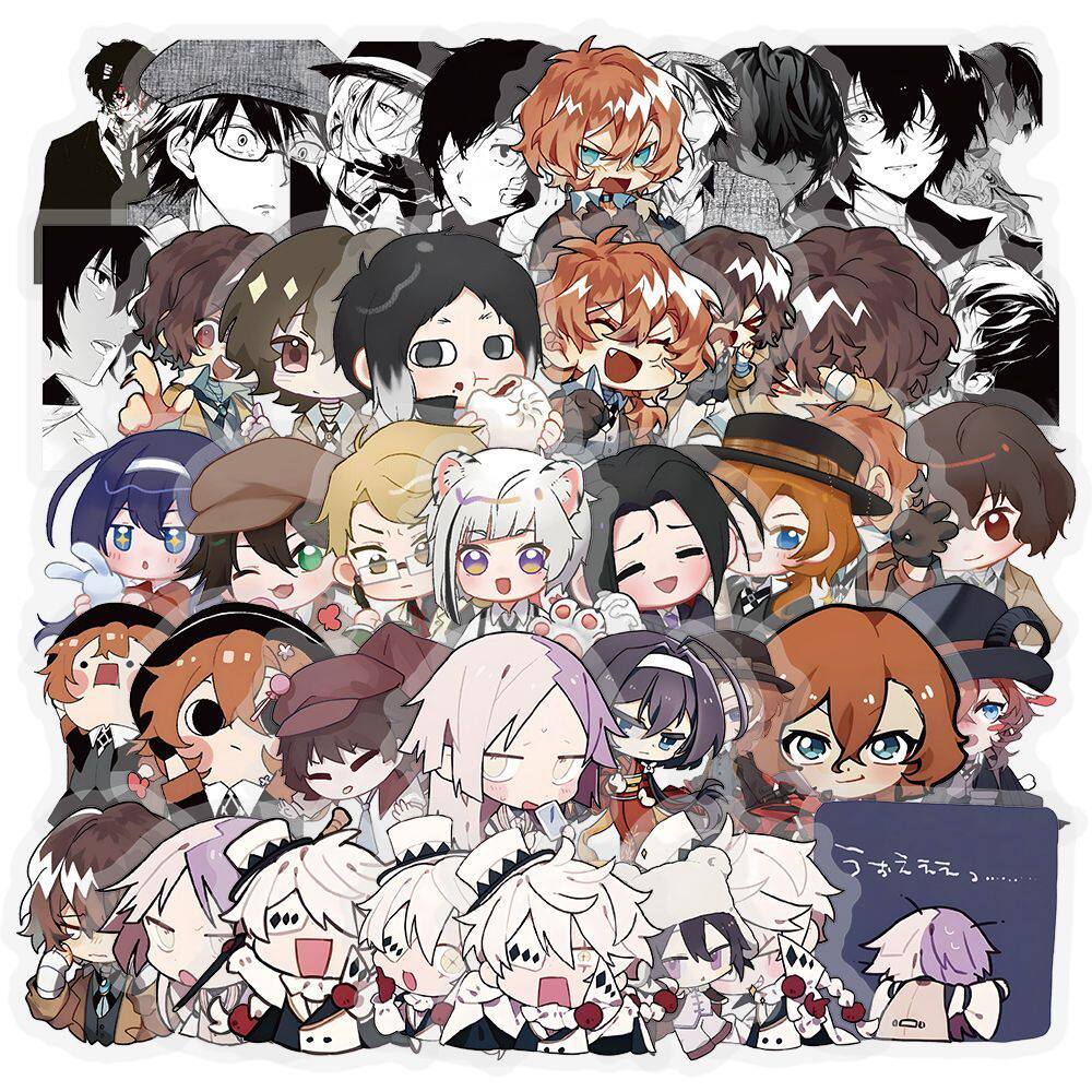 新款热门动画文豪野犬Q版透明贴纸太宰治中原中也手账装饰贴画diy