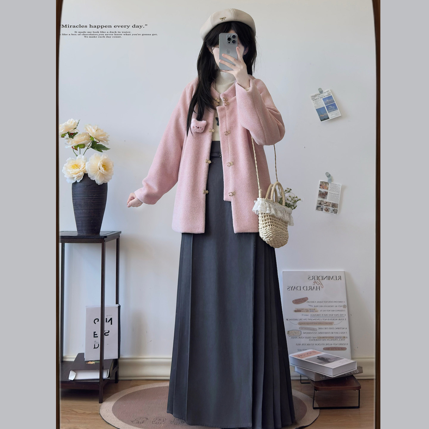 唐伊坊原创粉色明制汉服套装女秋冬改良马面裙日常通勤弓袋袖口袋,女装/女士精品,汉服套装,淘宝优惠券,粉丝福利购,淘宝优惠卷