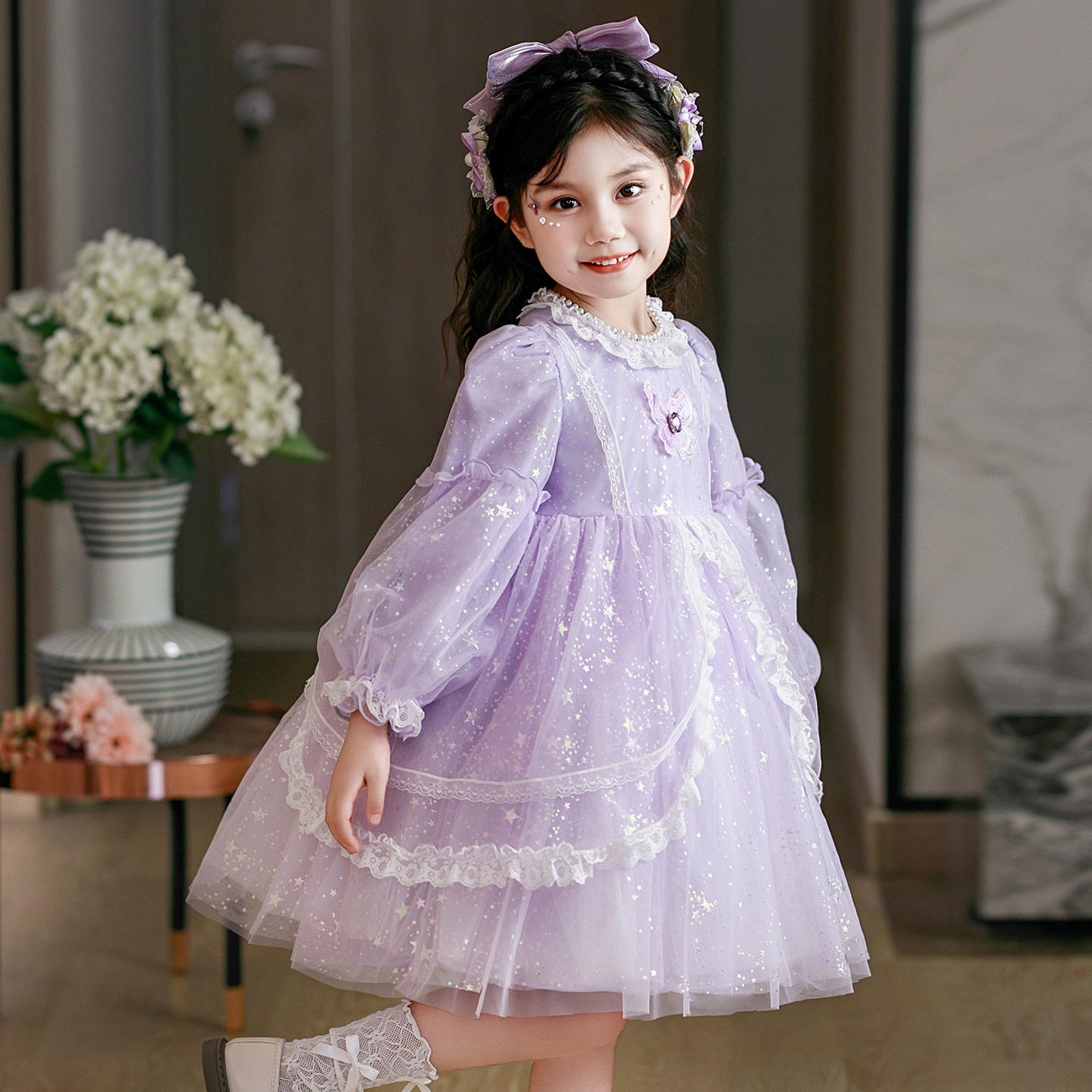 2025秋冬新款女童洛丽塔公主风儿童春连衣裙紫色Lolita在逃公主裙,童装/婴儿装/亲子装,连衣裙,淘宝优惠券,粉丝福利购,淘宝优惠卷