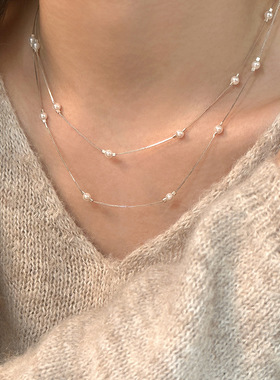 S925纯银叠戴风气质施家珠项链