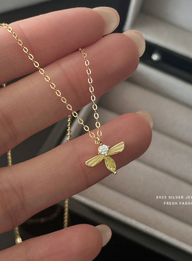 S925纯银小蜜蜂项链个性女锁骨链