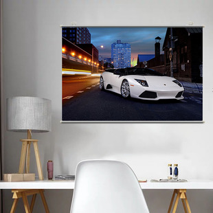兰博基尼蝙蝠汽车高清海报壁纸墙贴大学生宿舍卧室铝杆卷轴挂画