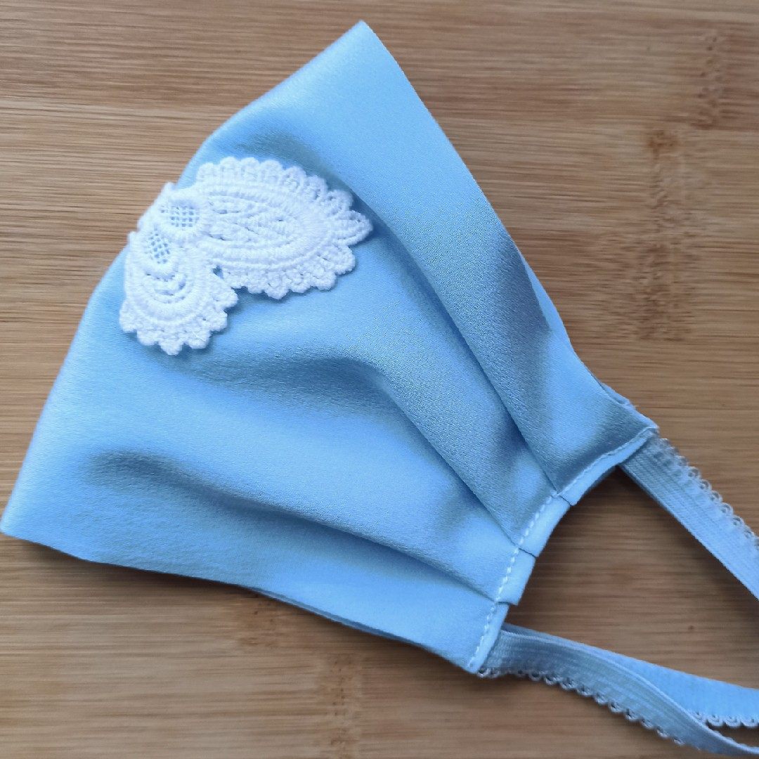 遮阳手工缝蝴蝶花片桑蚕丝真丝双层柔滑口罩!送收纳包