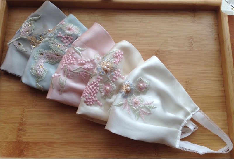 手工缝花片桑蚕真丝35元送收口罩