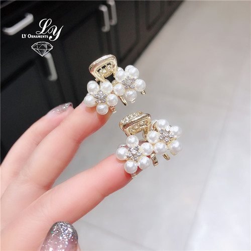 抓夹头饰小号花朵仿珍珠森系合金