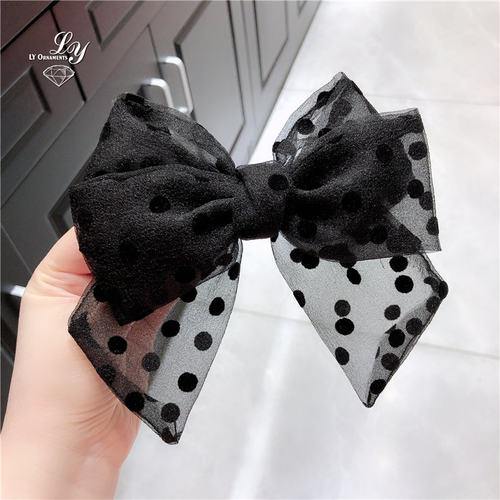 东大门波点纱网顶夹可爱风发饰
