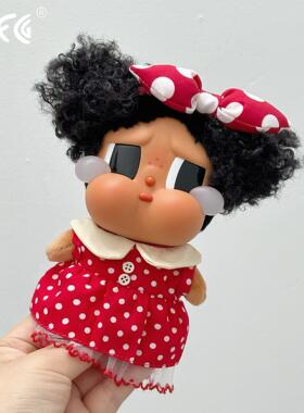 哭娃黑妹衣服Crybaby娃衣棉花娃玩偶搪胶红色波点连衣裙10cm17cm