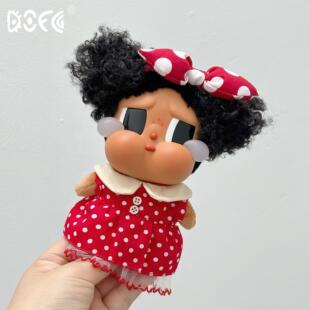 哭娃黑妹衣服Crybaby娃衣棉花娃玩偶搪胶红色波点连衣裙10cm17cm