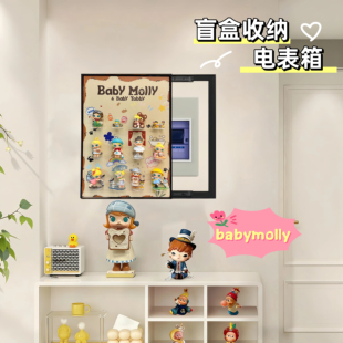 泡泡玛特babymolly墙上盲盒收纳电表箱装饰画相框展示架玄关遮挡