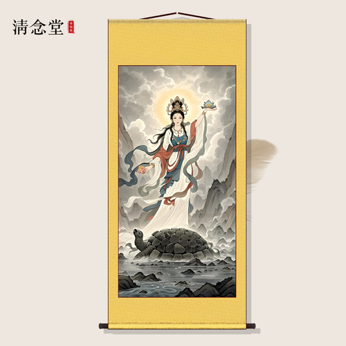 女娲娘娘画像挂画女娲补天图托天老母神像三皇五帝客厅背景墙卷轴