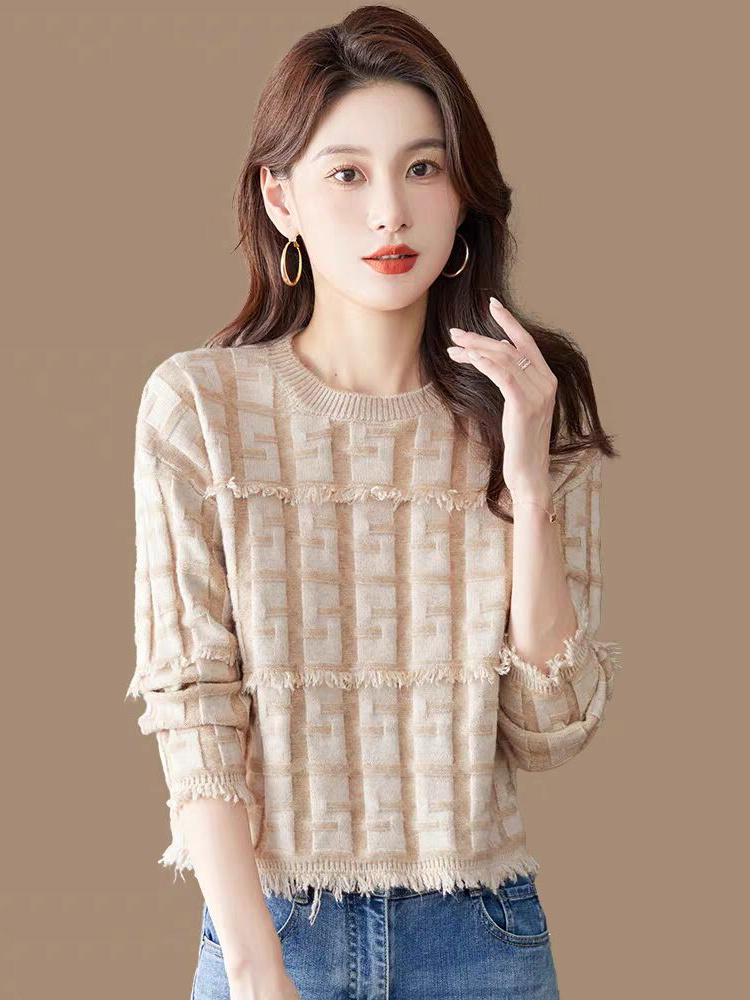 小个子流苏宽松针织羊毛打底衫