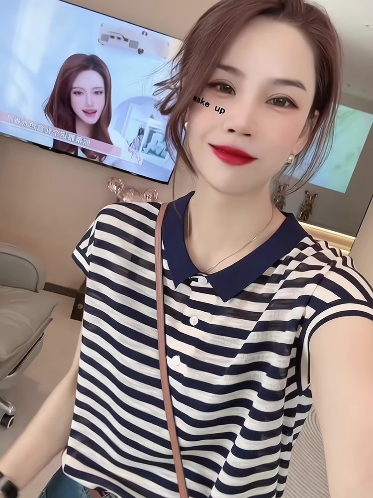 夏季黑白条纹短袖t恤女