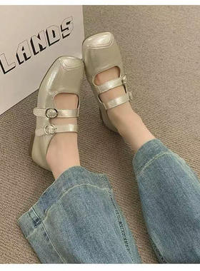 芭迪曼2025夏款法式玛丽珍鞋女复古软底浅口平底单鞋96693