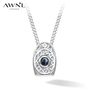 AWNL明星同款 小众饰品礼物送女友 麦田怪圈符文鹰眼石项链女款