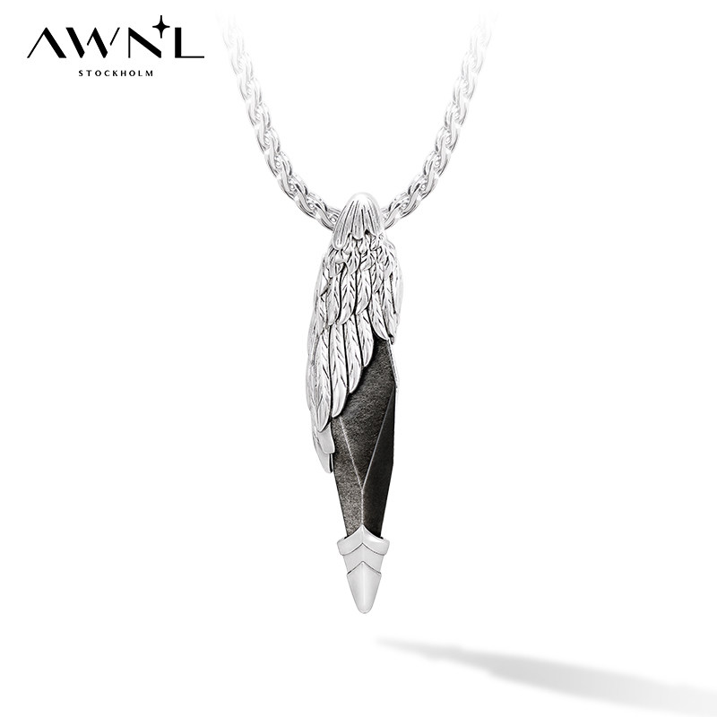 【关智斌同款】awnl霖奈 炽天使之翼银曜石项链男高级礼物饰品