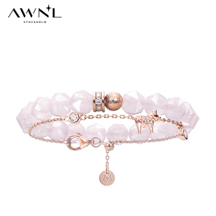 AWNL北欧M陨石达拉木马粉晶手链女款 送女友小众饰品礼物送礼