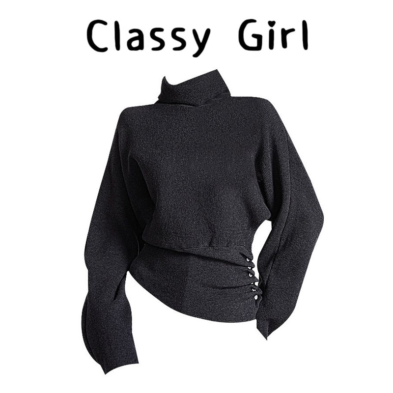 秋冬百搭显瘦设计感针织衫上衣