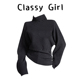 毛衣打底衫 Classy 上衣 针织衫 女秋冬新款 girl 深灰色高领收腰长袖