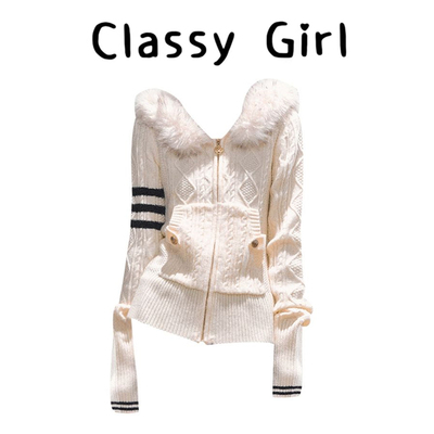 秋冬连帽毛衣开衫修身针织衫上衣