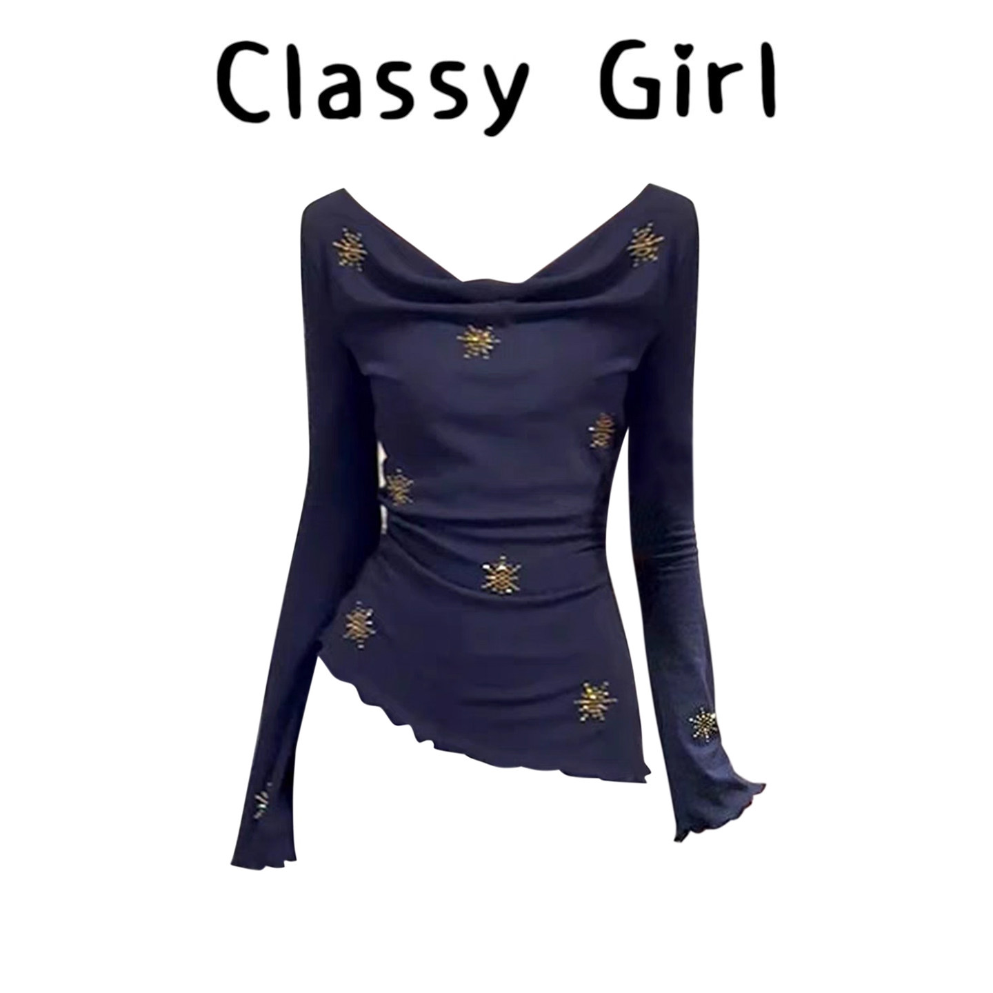 纯欲辣妹复古长袖T恤百搭上衣