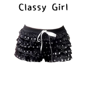 显瘦短裤 少女感小众时尚 夏季 辣妹性感低腰蕾丝波点蝴蝶结蛋糕裙裤