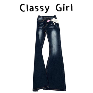 子女2025新款 秋季 高腰喇叭牛仔裤 版 复古辣妹马蹄裤 裤 款 型超好看