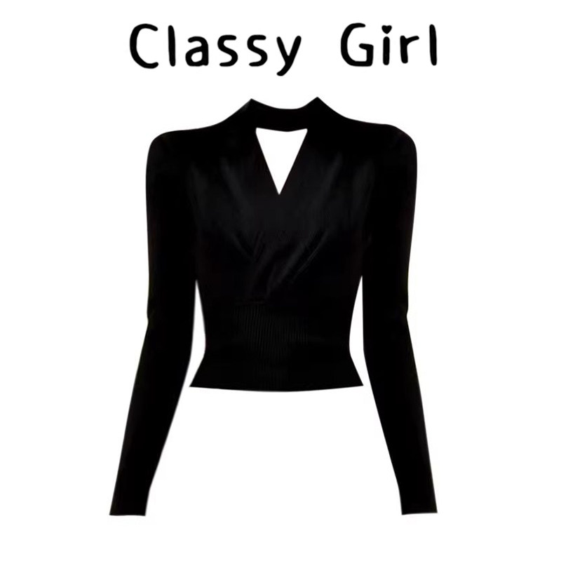 新年红色挂脖V领针织打底衫女秋冬季收腰洋气内搭高级感短款上衣,女装/女士精品,大码内搭,淘宝优惠券,粉丝福利购,淘宝优惠卷