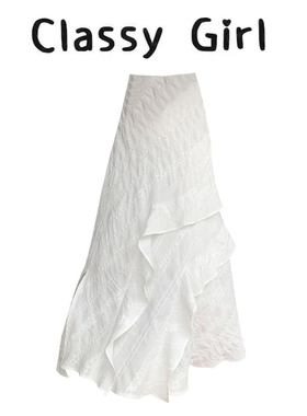 渡假风白色半身裙女2026年春夏不规则半裙气质显瘦蛋糕裙高腰长裙