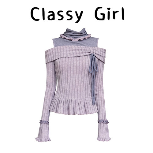 秋冬气质修身设计感针织衫上衣