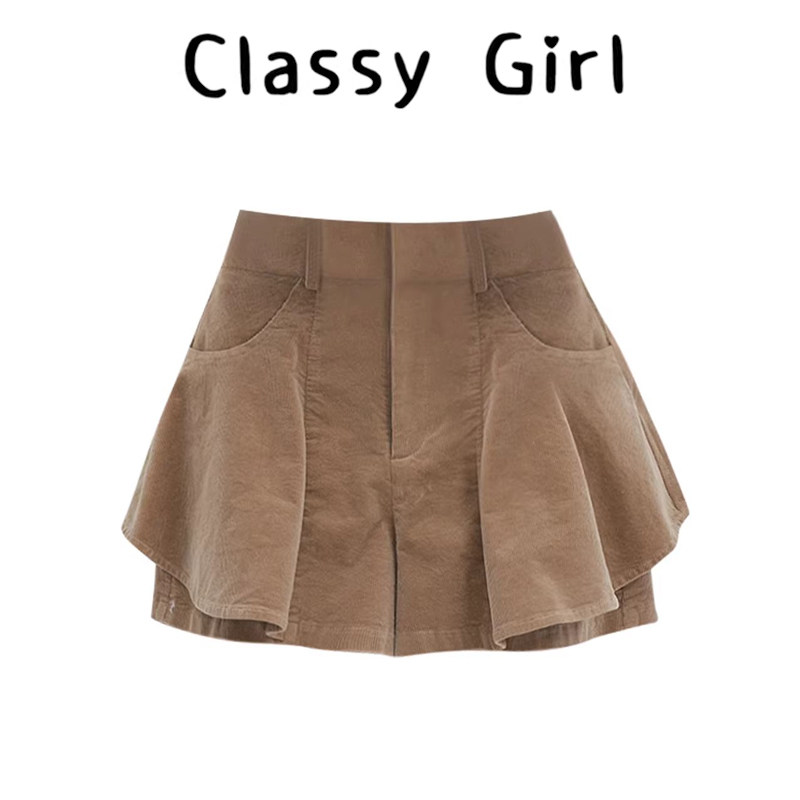 复古灯芯绒裙裤女秋冬时尚百搭高腰显瘦a字短裤设计感外穿阔腿裤,女装/女士精品,大码半身裙,淘宝优惠券,粉丝福利购,淘宝优惠卷