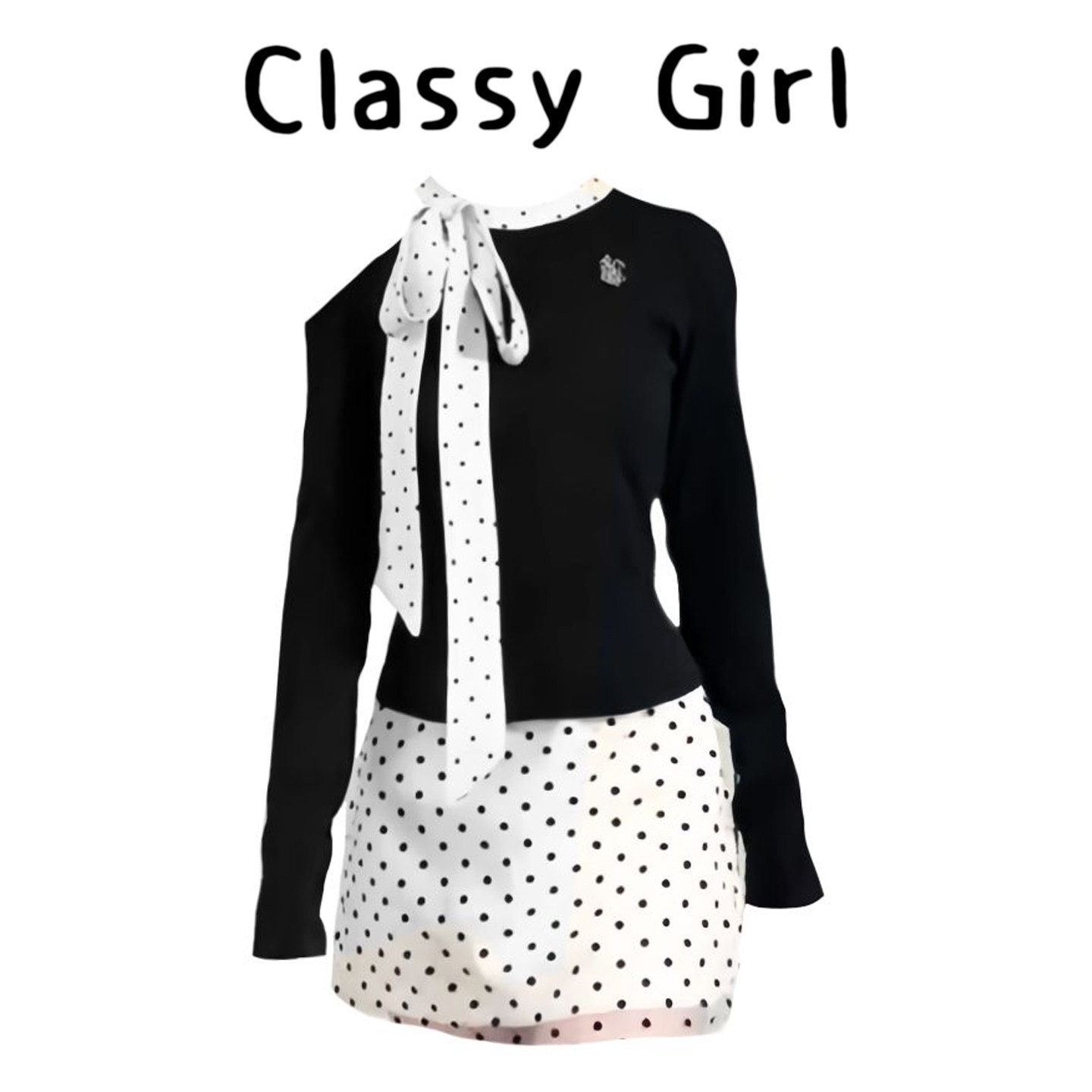 秋冬学院风上衣波点半身裙两件套
