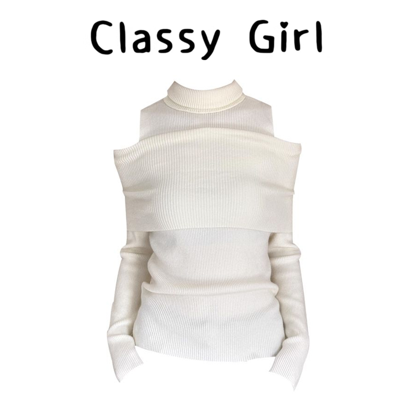 秋冬显瘦性感一字领针织衫毛衣