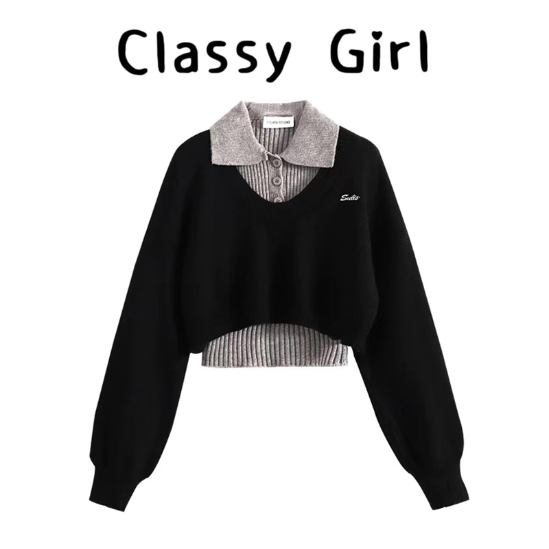 秋冬美式小众设计感两件套上衣