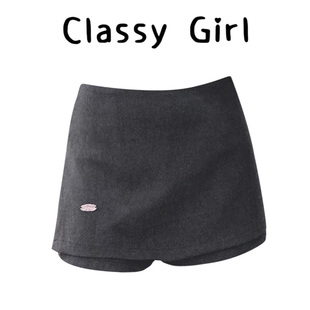 裙 复古百搭侧拉链包臀裤 韩系时尚 假两件毛呢半身裙女ins秋冬新款