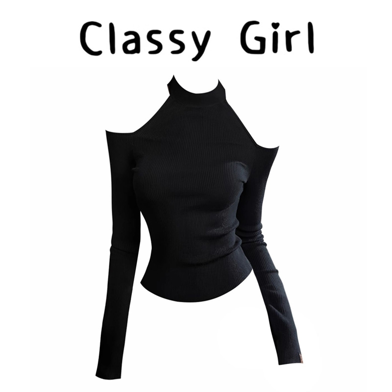 秋冬修身设计感正反两穿T恤上衣