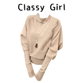 女2025秋冬新款 气质百搭高领蝙蝠袖 针织衫 通勤收腰显瘦打底上衣