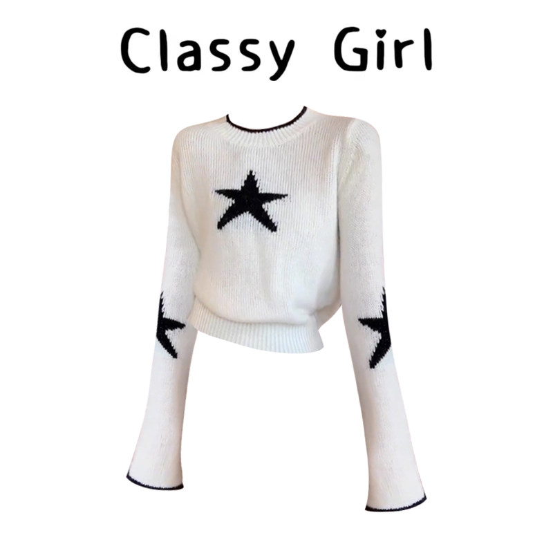 秋冬韩系休闲风撞色针织衫上衣