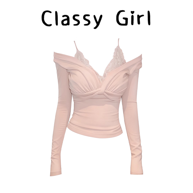 秋冬设计感假两件内搭上衣针织衫