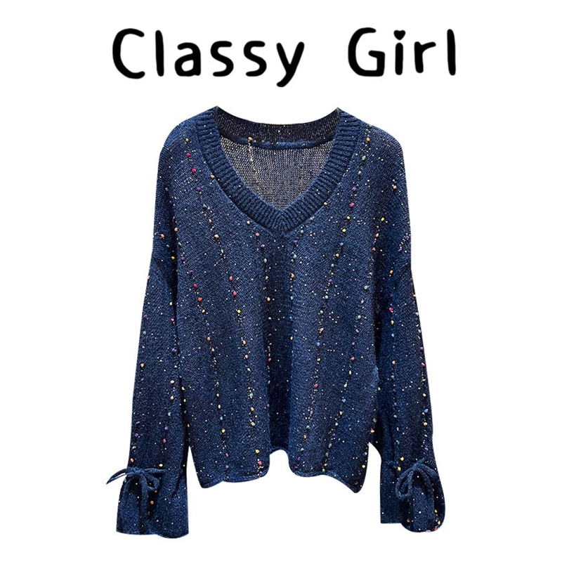 秋冬韩系巨好看v领针织衫上衣