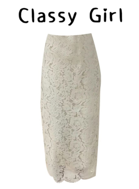 超好看白色蕾丝a字半身裙子女2026春季新款miu里miu气包臀长裙