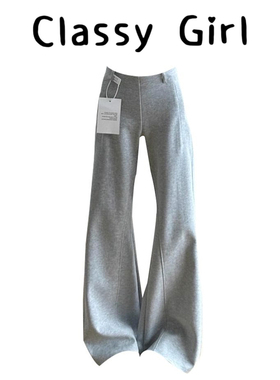 灰色微喇卫裤女2025秋冬新款阔腿加绒小个子加厚运动慵懒休闲裤子