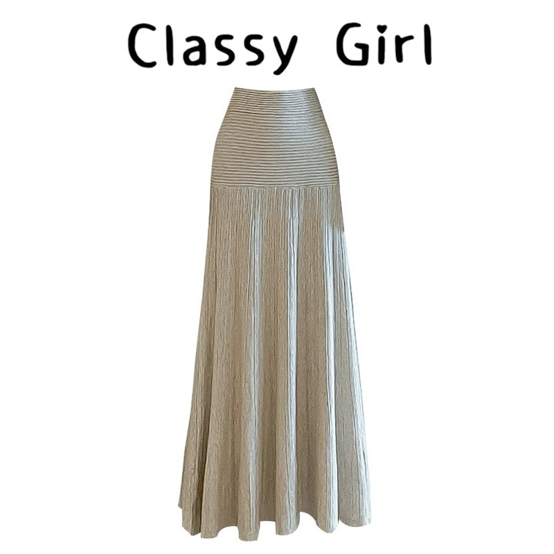 奶fufu毛线针织百褶半身裙女春季设计感软糯垂坠感a字大摆伞裙