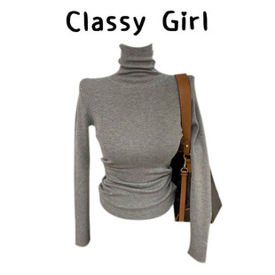 女秋冬保暖打底 显瘦套头针织衫 自留款 轻奢高级简约基础高领修身