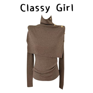 高领毛衣女款2026新款冬季可外穿内搭上衣设计感慵懒高级感针织衫