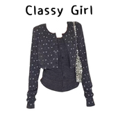 针织衫 吊带两件套装 女秋新款 碎花短款 韩系氛围感显瘦长袖 chic上衣