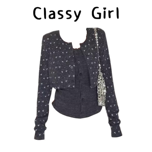 秋冬显瘦气质针织衫吊带两件套装