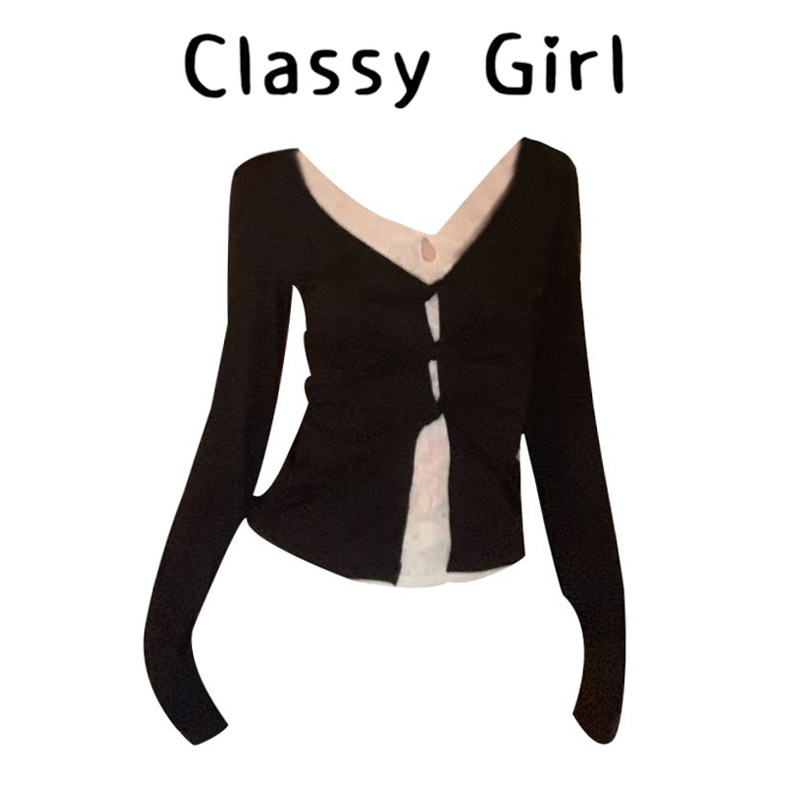 假两件黑色镂空蕾丝针织内搭设计感打底衫女冬季修身长袖t恤上衣,女装/女士精品,大码内搭,淘宝优惠券,粉丝福利购,淘宝优惠卷